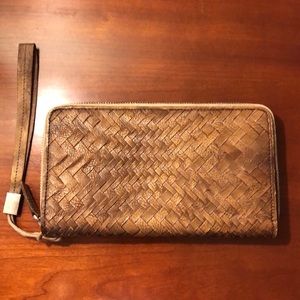 Woven Leather Wristlet Wallet